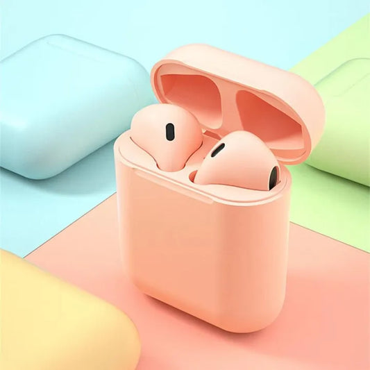 Inpods 12 TWS Matte Pink Bluetooth 5.0 Wireless Earbuds for Girls, Touch Control, 1-2 Hours Battery